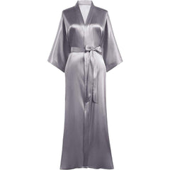 Sexy Women Long V Neckline Silk Kimono Robe Women's Silk Robes