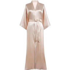 Sexy Women Long V Neckline Silk Kimono Robe Women's Silk Robes