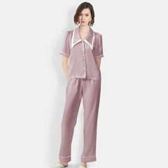 Women's Mulberry Silk Pajama Set Elegant Long Short Sleeve Silk Sleepwear