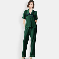 Women's Mulberry Silk Pajama Set Elegant Long Short Sleeve Silk Sleepwear