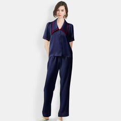 Women's Mulberry Silk Pajama Set Elegant Long Short Sleeve Silk Sleepwear