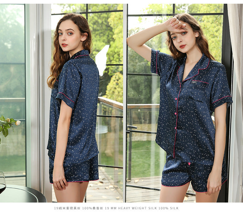 Women's Luxury Silk Sleepwear 100% Silk Short Pajamas Set For Summer