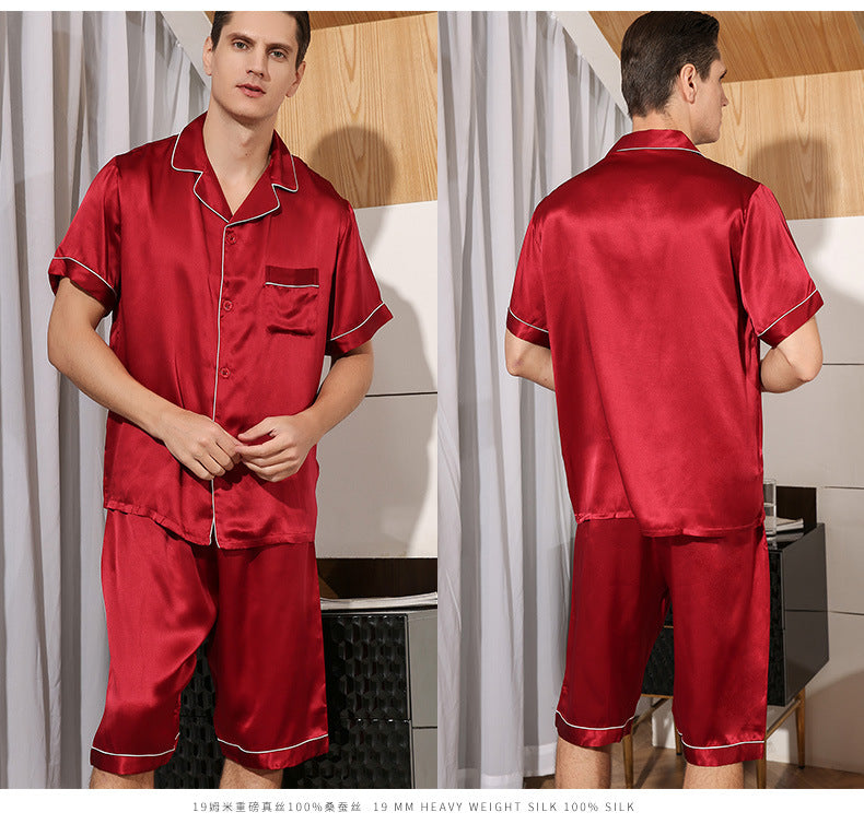 Men's Luxury Silk Pajama Short Set Silk Sleepwear