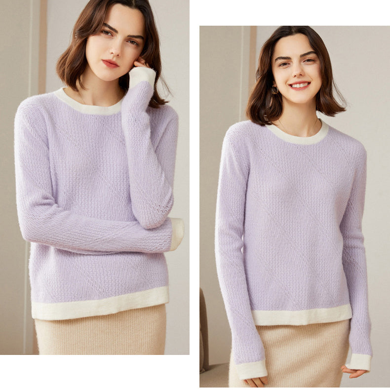 100% Pure Women Cashmere Sweater Mixed Long Sleeve Pullover Cashmere Sweater