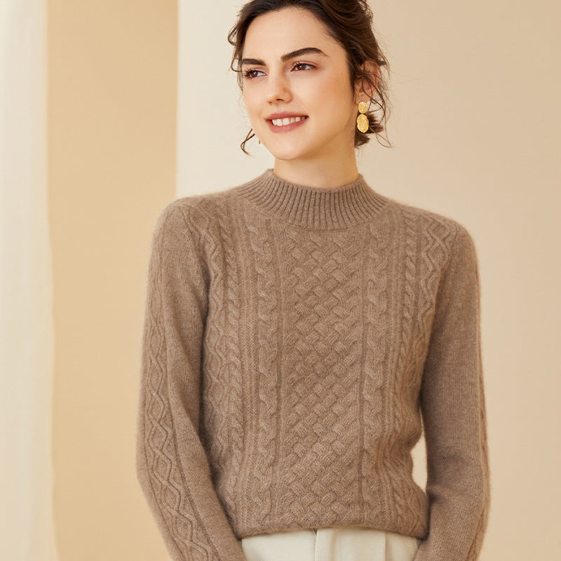 Women's Mock neck Cashmere Sweater Long Sleeve Warm Cashmere Sweater