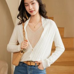 100% Pure v neck Cashmere Cardigan for Women Button Front Long Sleeve Cashmere Cardigan