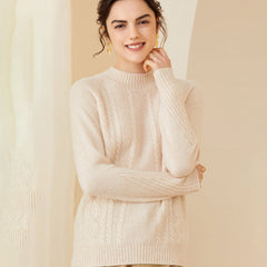 Women's Cashmere Sweater Mock neck Long Sleeve Warm Cashmere Sweater