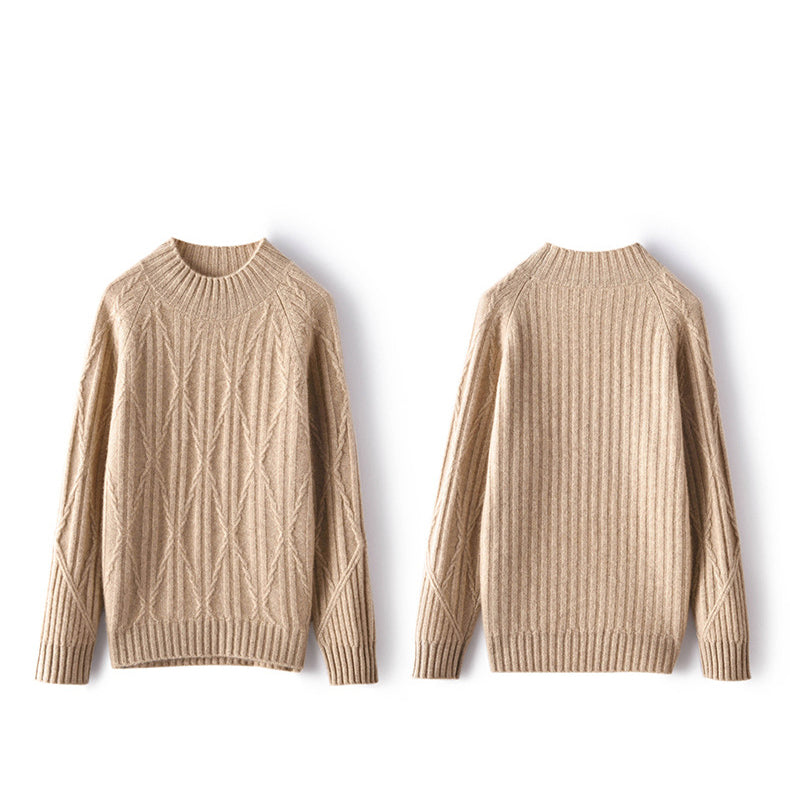 Cashmere Sweater for Women Mock neck Long Sleeve Soft Warm Cashmere Sweater