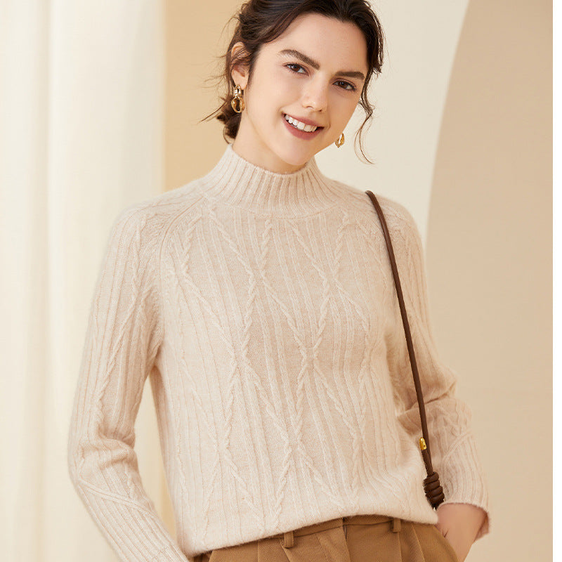 Cashmere Sweater for Women Mock neck Long Sleeve Soft Warm Cashmere Sweater