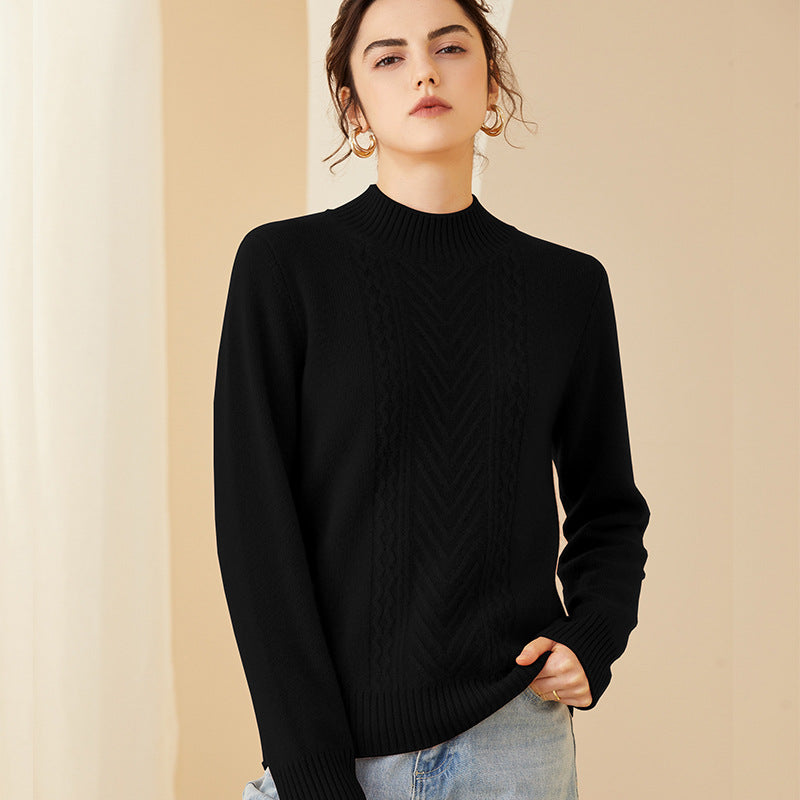 Cashmere Sweater for Women Mock neck Long Sleeve Winter Warm Cashmere Sweater