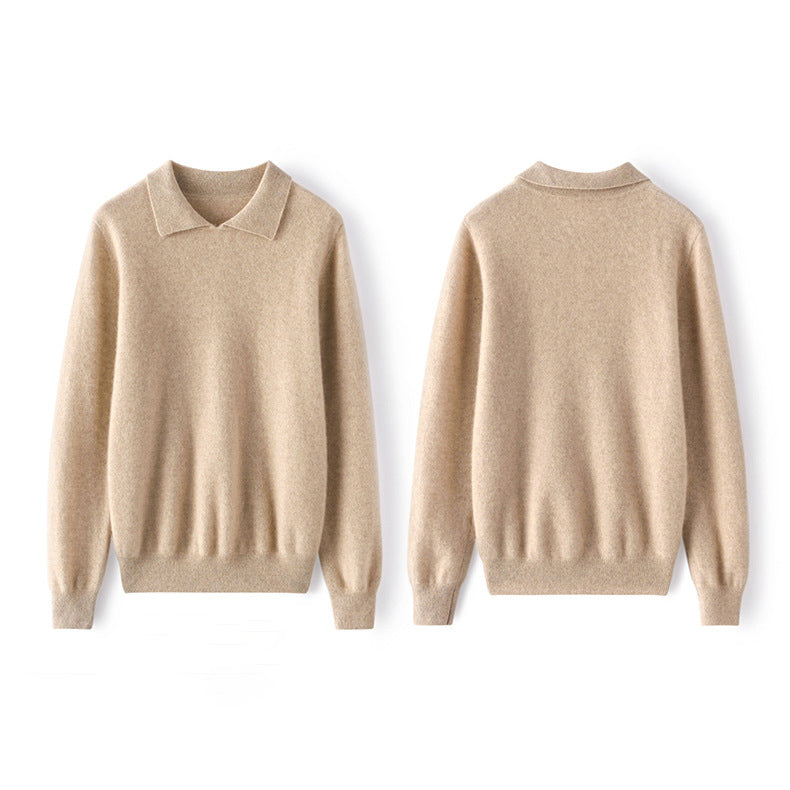 Women's Cashmere Sweater Polo Collar Pullover Cashmere Sweater