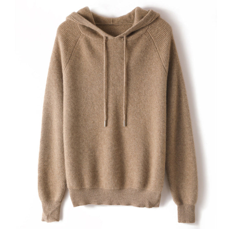 Zhili Women's 100% Cashmere Hooded Collar Split Side Sweater Dress - Camel, XX-Large