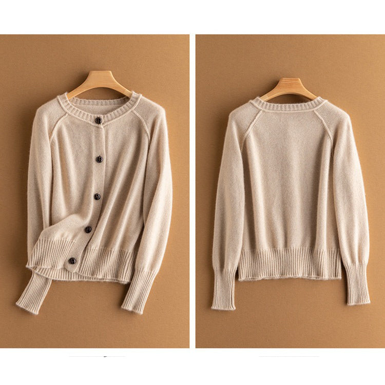100% Pure Cashmere Cardigan for Women Button Front Long Sleeve V Neck Cashmere Cardigan