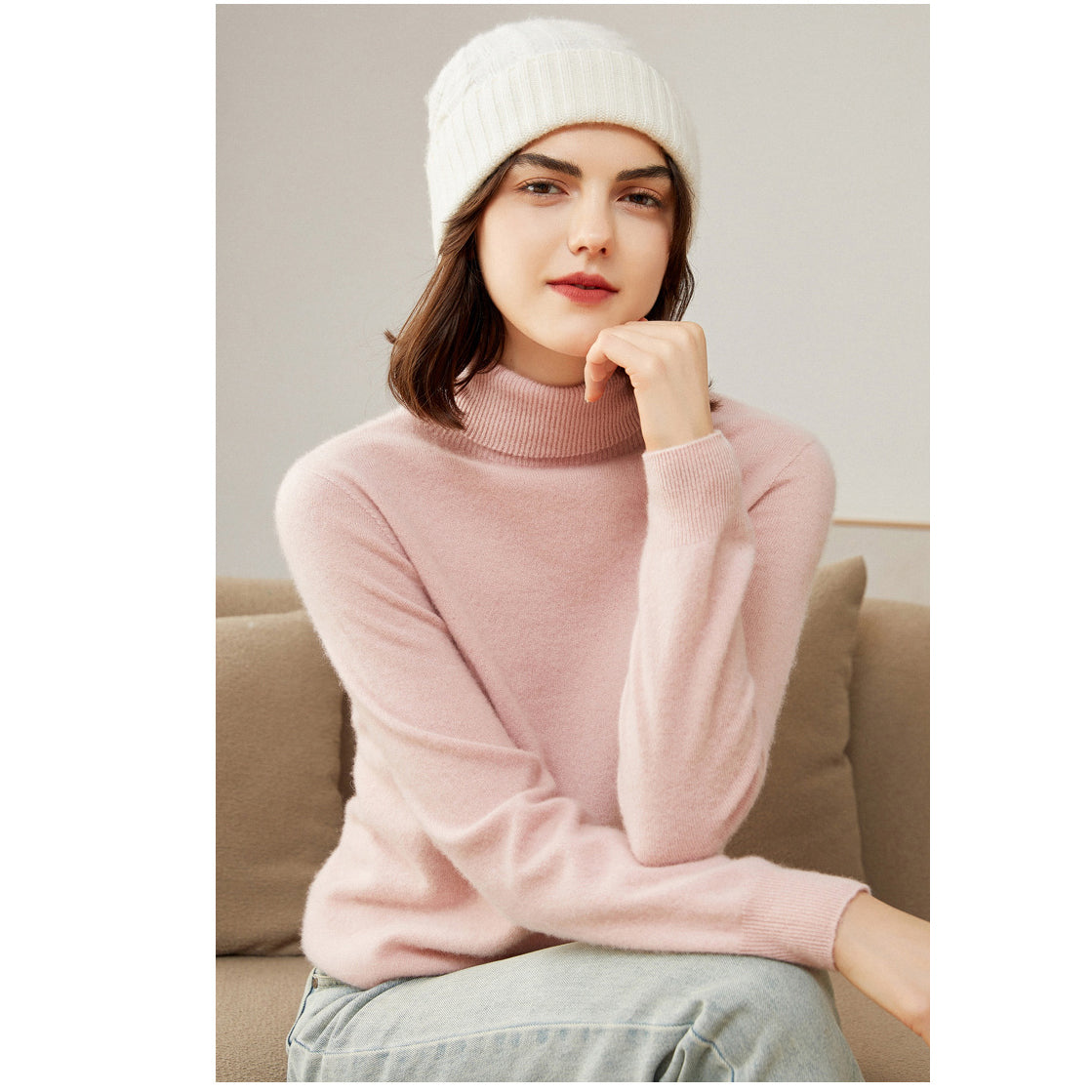 Women's 100% Pure Cashmere Sweater Long Sleeve Turtleneck Cashmere Tops