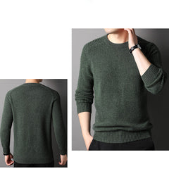 100% Pure Cashmere Sweater for Men Round Neck Pullover Long Sleeve Cashmere Sweater